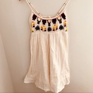 Rip Curl Global Glam Flowy Beaded Top Babydoll Slip Mini Dress Cut Out Back Sz2